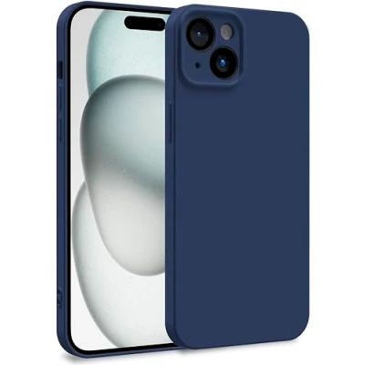 Abbildung von MyGadget Silikon Hülle kompatibel mit Apple iPhone 15 Plus Zweilagige Handyhülle Kameraschutz Cover Innenfutter &amp; außen Dunkelblau