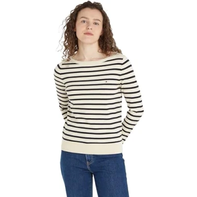 Abbildung von Tommy Hilfiger Stitch BOAT Sweater Strickpullover, Damen, Größe: XXL, Calico/desert sky