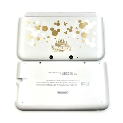 Abbildung von Limitierte 3DSXL Extragehäuseschalen oben/unten Abdeckplatten weiß/gold, Ersatz für 3DS XL/LL 3DSLL Old Big Konsolen, Disy Magical World Edition obere und untere Frontplatte, 2 teiliges Set