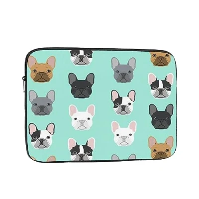 Abbildung von AABSTBFM Französische Bulldogge bedruckte Laptophülle für 10 Zoll Laptop, stoßfest, Oxford Gewebe, Laptop Schutzhülle, Laptoptasche, OSIN8J3841
