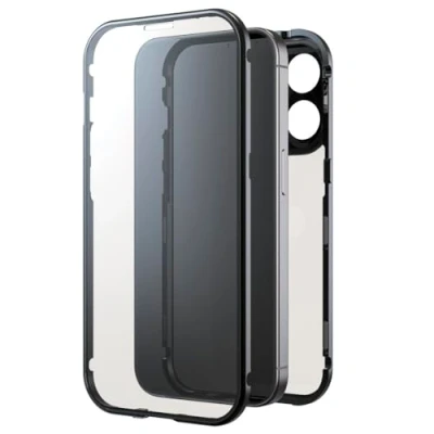 Abbildung von Black Rock Hülle für iPhone 15 Pro (Metallrahmen, 360 Rundumschutz, Wireless Charging kompatibel, ultradünn, slim, Magnet, Cover, Handyhülle Pro, Case, Handycase) schwarz
