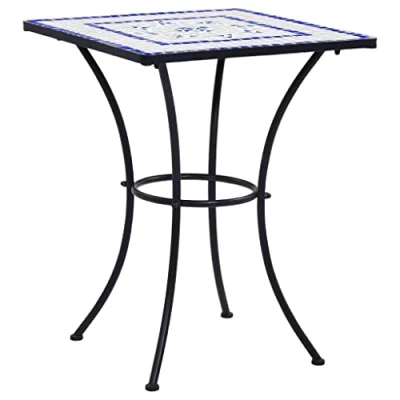 Abbildung von vidaXL Mosaik Bistrotisch Gartentisch Balkontisch Mosaiktisch Terrassentisch Tisch Beistelltisch Gartenmöbel Blau Weiß 60cm Keramik