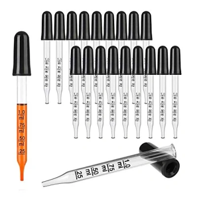 Abbildung von Hyber&amp;Cara Glas Pipette Dropper 1ml Tropfpipette Flüssigkeiten Messpipette für Haustier Medizin, Ätherisches Öl, Malerei Kunst, Labor Experiment, 20 Stück