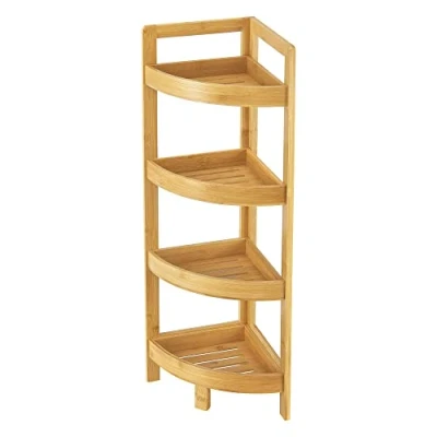 Abbildung von en.casa Eckregal, »Lestijärvi« Badregal 4 Ablagen 80x23x23cm Bambus