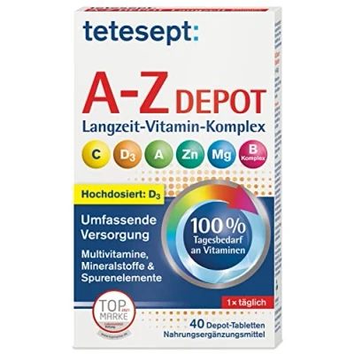 Abbildung von tetesept Vitamin A Z Depot Tabletten 1 x 40 Nahrungsergänzungsmittel für eine umfassende Versorgung an Vitaminen, Mineralstoffen und Spurenelementen