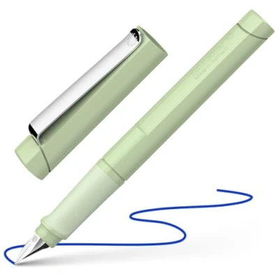Abbildung von Schneider 160426 Base Füller (Linkshänder, L Feder, inkl. Tintenpatrone königsblau) soft green