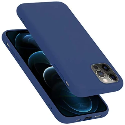 Abbildung von Cadorabo Hülle kompatibel mit Apple iPhone 12 PRO MAX Handyhülle für Case aus flüssigem Silikon stoßfeste dünne TPU Schutzhülle Liquid BLAU