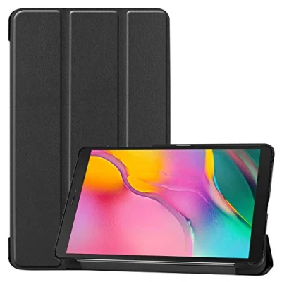 Abbildung von ProCase Hülle Klapphülle für Galaxy Tab A 8.0 Zoll 2019 SM T290 (Wi Fi) T295 (LTE) T297, Dreifach Falt Ultra Dünn Leicht Hart Leder Schutzhülle Smart Case Cover Ständer Schwarz
