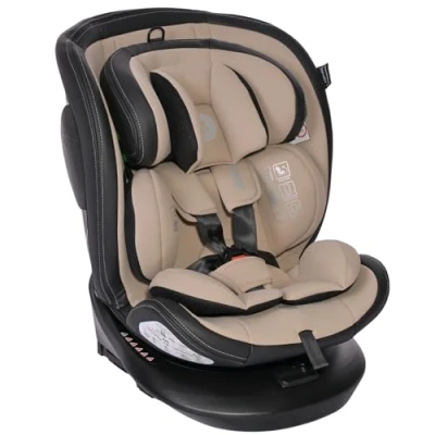 Abbildung von Lorelli Auto Kindersitz Aviator, Mitwachsender Autositz mit Isofix i Size 40 150cm Gruppe 0+/1/2/3 (0 36 kg), Babysitz ab Geburt, 360 Grad drehbar, 5 Punkt Gurt, Einstellbare Kopfstütze, beige