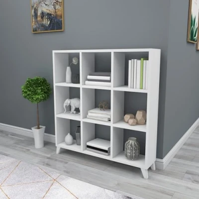 Abbildung von gowoll Raumteiler Bücherregal 88x88 cm mit 9 Fächern Regal Weiß, Aufbewahrung Würfelregal für deko Wohnzimmer, Kinderzimmer und Büro
