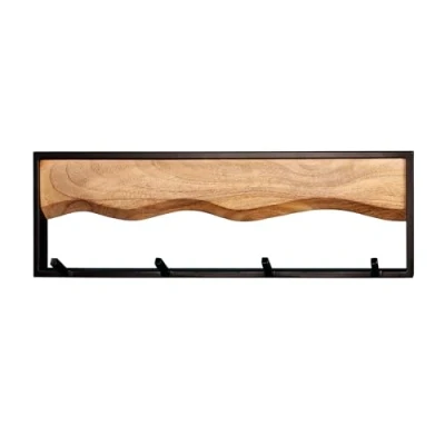 Abbildung von riess ambiente Wandgarderobe (1 St), Flur · Massivholz Metall 4 Haken Industrial