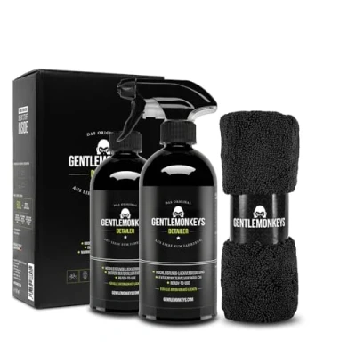 Abbildung von GENTLEMONKEYS Detailer Bundle (500ml Lackversiegelung + Mikrofasertuch 500ml Refill) Sprüh Versiegelung für Glanz &amp; Abperleffekt Gegen Schmutz, Staub Wasserflecken Made in Germany