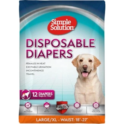 Abbildung von simple solution True Fit Einweg Hundewindeln für Hündinnen, super saugfähig, mit Nässeindikator, L/XL 12 Stück