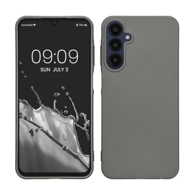 Abbildung von kwmobile Case kompatibel mit Samsung Galaxy A25 Hülle Schutzhülle aus Silikon metallisch schimmernd Handyhülle Metallic Grau