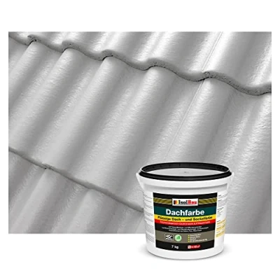 Abbildung von Isolbau Dachfarbe 7 kg RAL Farbe Fassadenfarbe Nano Dachlack Sockelfarbe Wetterfest Lösemittelfrei, Wasserdicht, UV beständig Steingrau