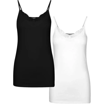 Abbildung von Vero Moda Petite Vminge Singlet 2 PACK Top, Damen, Größe: Medium, Black/bright white