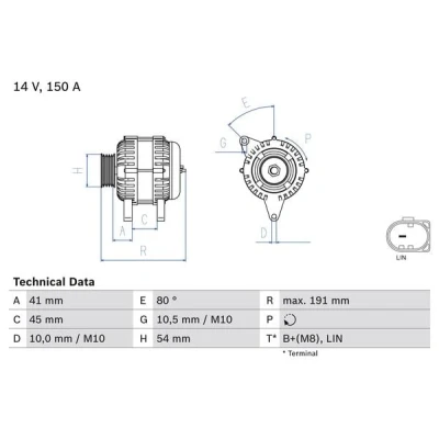 Abbildung von BOSCH 0 986 083 620 Lichtmaschine 14V 150A FORD: Galaxy Mk2 MPV, MONDEO 4 Turnier, S Max Mk1