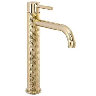 Abbildung von wohnwerk.idee Badarmatur Waschbeckenarmatur Wasserhahn Gold Einhebelmischer Lungo