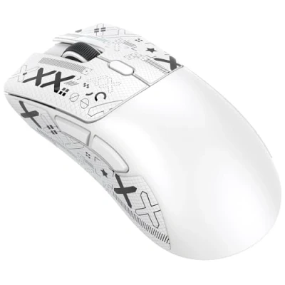 Abbildung von ATTACK SHARK R1 59g Superlight Maus mit Klebeband, PixArt PAW3311 Gaming Sensor, BT/2,4G kabellose/kabelgebundene Maus, 6 einstellbare DPI bis zu 18000, 65 Stunden Akku (weiß)