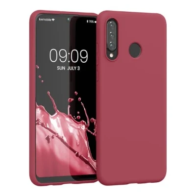 Abbildung von kwmobile Hülle kompatibel mit Huawei P30 Lite weiches TPU Silikon Case Cover geeignet für kabelloses Laden Dark Rose