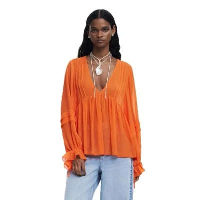 Abbildung von Desigual Layered Bluse, Damen, Größe: Large, Orange
