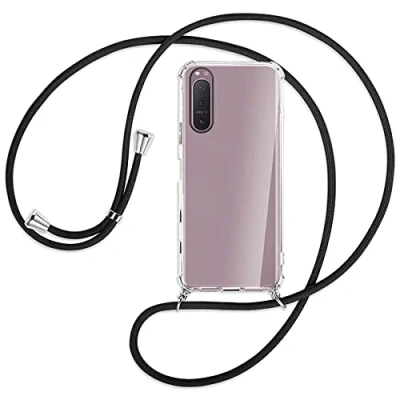 Abbildung von mtb more energy® Handykette kompatibel mit Sony Xperia 5 II (6.1&#039;&#039;) schwarz Smartphone Hülle zum Umhängen Anti Shock Full TPU Case