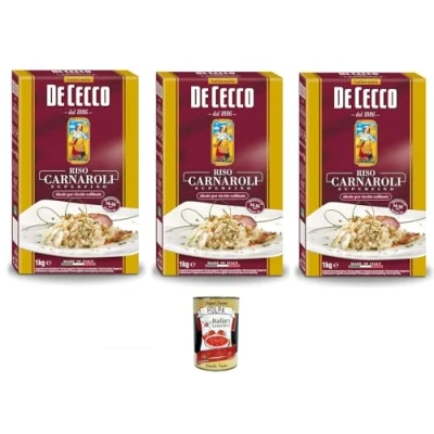 Abbildung von 6x De Cecco Riso Carnaroli Superfino Mittelkorn Reis für Risotto, 1000gr+ Italian Gourmet polpa 400g