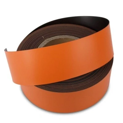 Abbildung von magnets4you 1m Magnetband/Kennzeichnungsband Breite 50 mm orange einfaches Zuschneiden haftet auf Allen magnetischen Untergründen