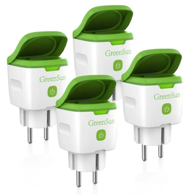 Abbildung von GreenSun Wlan Steckdose Outdoor Zeitschaltuhr Aussenbereich Aussensteckdose Wasserdicht IP44 Stromzähler für mit Strommessung 16A Kompatibel Alexa, Google Home 4PCS