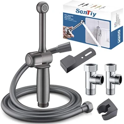 Abbildung von Bidet Handbrause Set SonTiy Toilette Bad Aufsatz Waschen Duschkopf mit Einstellbarem Druck &amp;Halterung, Schlauch Messing Armaturen für WC, Persönliche Hygiene &amp; Windelreinigung