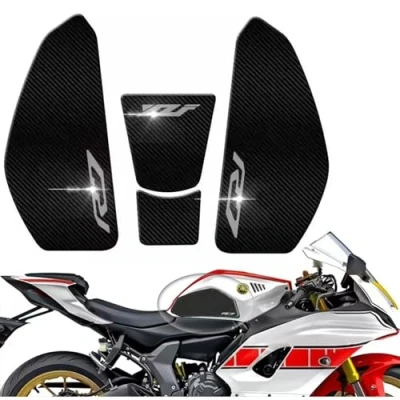 Abbildung von DFFMQSJ Seitlicher Tankpad Schutzaufkleber für Motorrad, rutschfest, Gas und Kniegriff, Traktionspad, Tankpad, kompatibel mit Yamaha YZF R7 YZFR7 2022 2023, wasserdicht, selbstklebend(Gray)