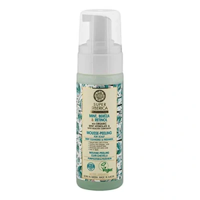 Abbildung von Natura Siberica Super Mint, Bereza &amp; Retinol, Mousse Peeling für die Kopfhaut, 170 ml