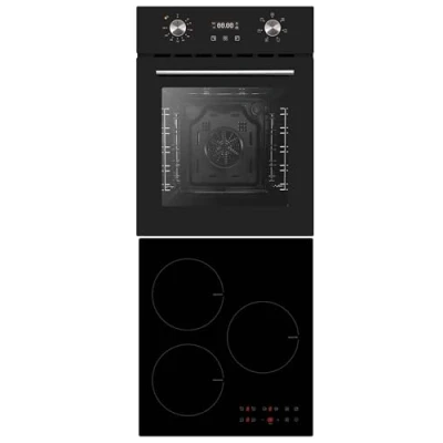 Abbildung von PKM Induktions Herd Set Einbau Backofen nur 45 cm breit Kochfeld Umluft, mit 1 fach Teleskopauszug