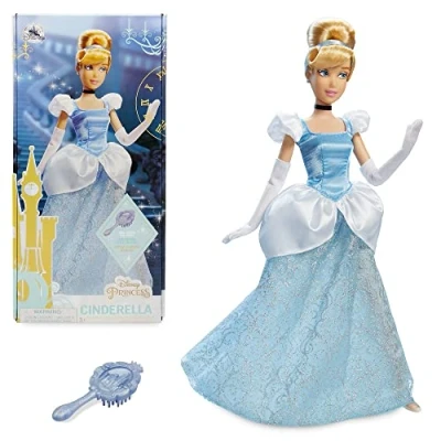 Abbildung von Disney Store Offiziell Prinzessin Cinderella Klassische Puppe, 29cm, Vollständig Beweglich, Glitzer Outfit, Beinhaltet Schuhe, Abendhandschuhe, Halsband und Bürste, Geeignet ab 3 Jahren