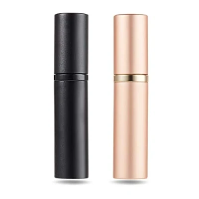 Abbildung von AsaNana Parfümzerstäuber nachfüllbar, Befülltechnik ohne Trichter leer Parfüm Zerstäuber Sprühflasche für Reise Handtasche unterwegs 5ml (CLA 2P_Black&amp;RoseGold)