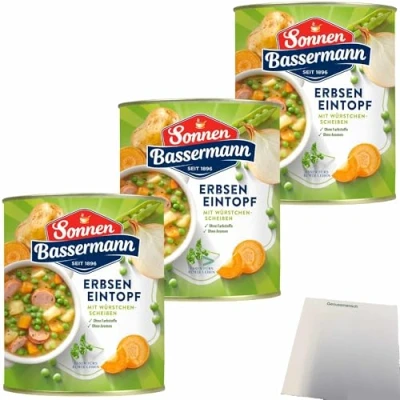 Abbildung von Sonnen Bassermann Erbsen Eintopf 3er Pack (3x800g Dose) + usy Block
