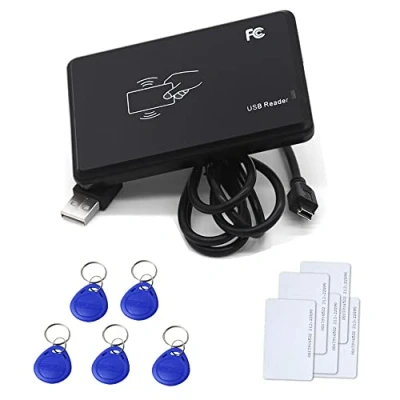 Abbildung von YAVIS 125KHz RFID Reader ID Kartenlesegerät Berührungslose Kartenleser Card mit USB Schnittstelle + 5pcs EM4100 / TK4100 Key fobs cardss