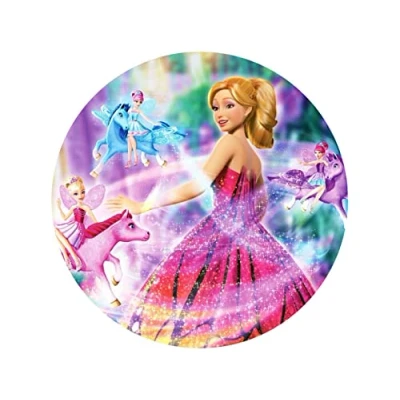 Abbildung von Tortenaufleger Barbie Mariposa und die Feenprinzessin, rund 20cm Fondantpapier PREMIUM