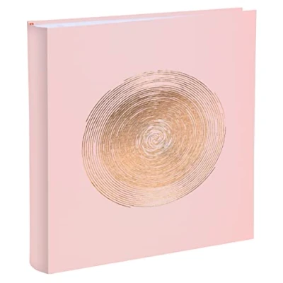 Abbildung von Exacompta 16264E Fotoalbum ELLIPSE 300 Fotos 60 weiße Seiten im Format 29 x 32 cm Einband aus hellrosa Kunstleder mit roségoldener Markierung in Ellipsenform