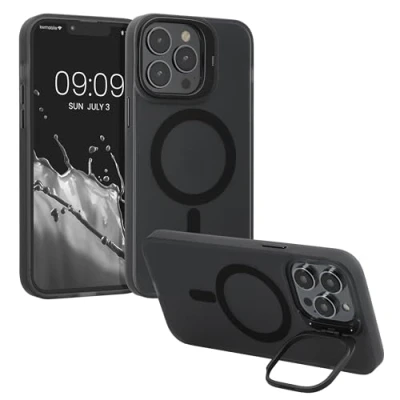 Abbildung von kwmobile Hülle kompatibel mit Apple iPhone 13 Pro Max Hard Case erhöhtem Rand Kameraschutz integriert Schwarz Transparent