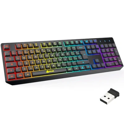 Abbildung von KLIM Chroma Wireless Gaming Tastatur Kabellos Italian Layout NEU Langlebig, Ergonomisch, Wasserdicht, Leise RGB Kabellose für PC PS4 PS5 Mac Schwarz