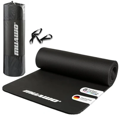 Abbildung von Muawo Premium Sportmatte und Fitnessmatte, perfekt als Yogamatte, Gymnastikmatte, Trainingsmatte rutschfest extra dick &amp; lang bis zu 190 cm Länge x 100 Breite 1,5 Dicke