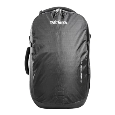 Abbildung von Tatonka Handgepäck Rucksack Flightcase 27l Daypack mit Laptopfach, komplett aufziehbarem Hauptfach und verstaubaren Schultergurten 27 Liter Volumen (black)