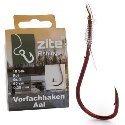 Abbildung von Zite Aalhaken gebunden Größe 2 Monofile Vorfachschnur mit Angelhaken 10 Stück
