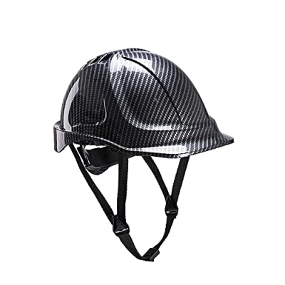 Abbildung von Portwest PC55GRR Premium Endurance Carbon Look Arbeitsschutzhelm EN 397 Helm für Führungskräfte, Architekten, Bauleiter, Ingenieure, Grau