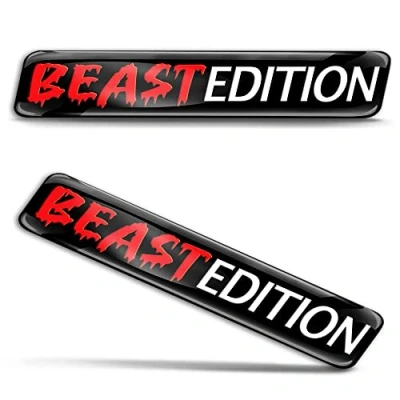 Abbildung von Biomar Labs 2 x 3D Gel Silikon Aufkleber Beast Badge Biest Rot Stickers Autoaufkleber Auto Motorrad Fahrrad Fenster Tür Laptop KS 172