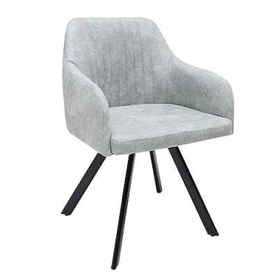 Abbildung von riess ambiente Polsterstuhl LUCCA stone grau / schwarz (Einzelartikel, 1 St), Esszimmer · Microfaser Metall mit Armlehne Retro Design