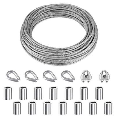 Abbildung von YSDMY Drahtseil Edelstahl 10M Stahlseil Gartendraht 2mm PVC Ummantelt Drahtseilklemme M2 Seilklemme Kauschen 2 mm Aluminiumhülsen Alu Klemme