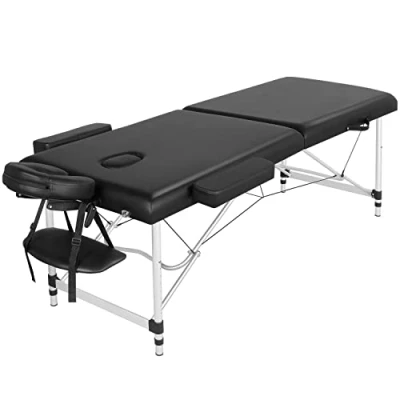 Abbildung von Yaheetech Mobile Massageliege 70 cm Breit Alu Massagetisch Höhenverstellbar 2 Zonen Klappbar mit Tragetasche und Kopfstütze bis 250 kg Belastbar