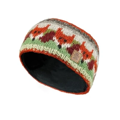Abbildung von Pachamama Damen Ohrenwärmer aus Wolle, mit Fleece gefüttert, handgestrickt, Fuchs, mehrfarbig, Einheitsgröße, handgefertigt, Fair Trade